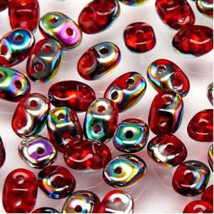 Tchèque Miniduo Perles 8g Rubis Vitrail