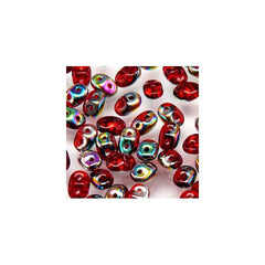 Czech Miniduo Beads 8g Ruby Vitrail