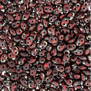 Tchèque Miniduo Perles 8g Corail Rouge Picasso