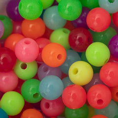 6mm Round Plastic Beads 100/pk - Neon Mix