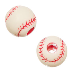 12mm Baseball Plastic Sports Beads 10/pk