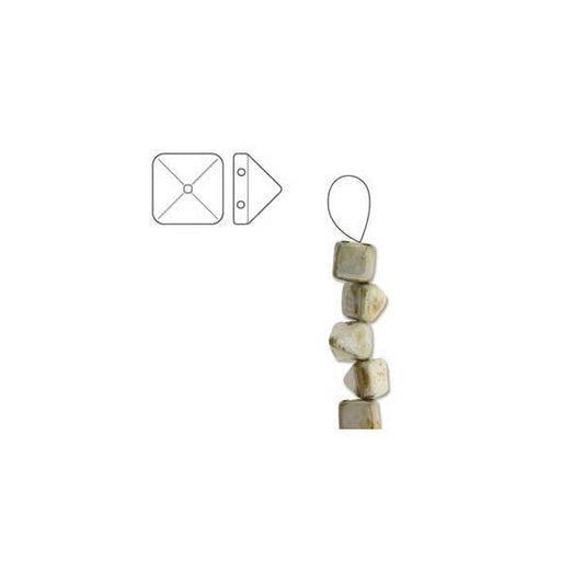 Perles à clous pyramides tchèques de 6 mm 25/fil - Bruine de miel blanc