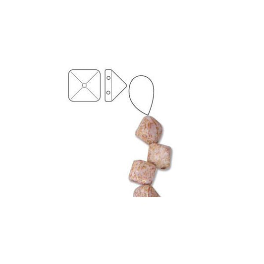 Perles à clous pyramide tchèques de 6 mm 25/fil - Rouge terre cuite blanche