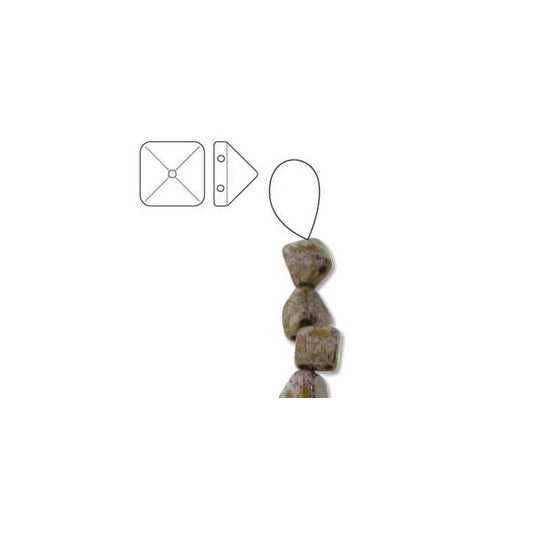 Perles à clous pyramide tchèques 6 mm 25/fil - Blanc Sénégal Violet