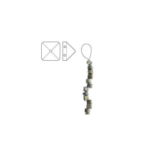 Perles à clous pyramide tchèques de 6 mm 25/fil - bleu travertin blanc