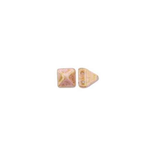 Perles à clous pyramide tchèques de 6 mm 25/fil - travertin blanc rouge