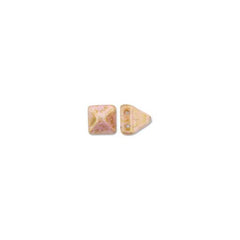 Czech 6mm Pyramid Stud Beads 25/strand - White Travertine Red