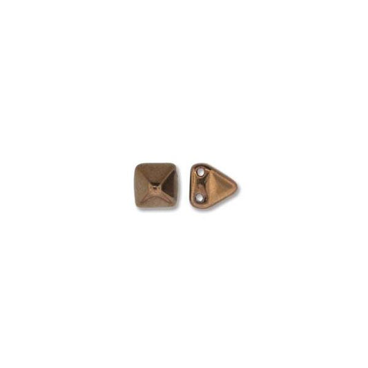 Perles à clous pyramides tchèques de 6 mm 25/fil - Jet Bronze