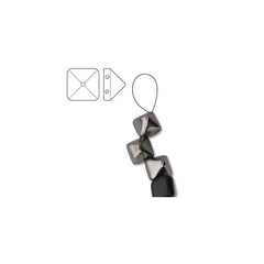 Czech 6mm Pyramid Stud Beads 25/strand - Jet Chrome