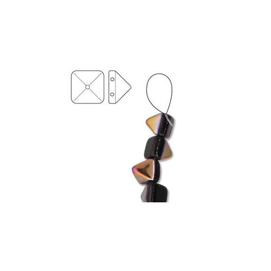 Perles tchèques à tige pyramidale 6 mm 25/fil - Jet Sliperit