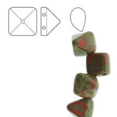 *Czech Pyramid Stud Beads 6mm Coral Picasso 25/strand