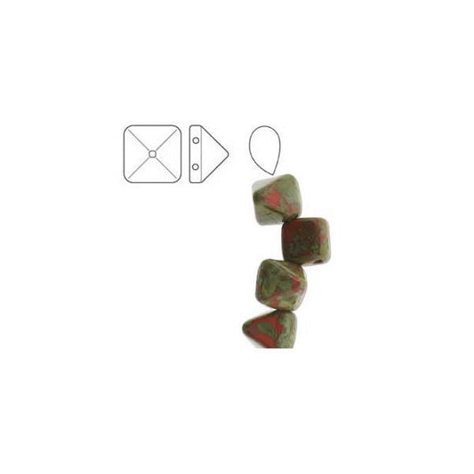 Perles à clous pyramide tchèques 6 mm 25/fil - Corail Picasso