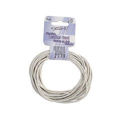 2mm White Leather Cord 5yd