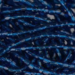 10/0 Czech 3 Cut Seed Beads Transparent Capri Blue Hank