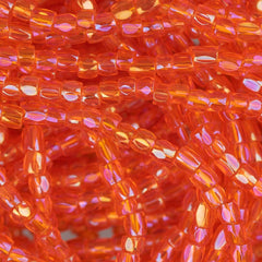 10/0 Czech 3 Cut Seed Beads Transparent Luster Orange Hank