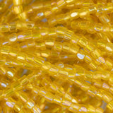 10/0 Tchèque 3 perles de rocaille coupées Iris jaune Hank transparent