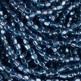 10/0 Tchèque 3 perles de rocaille coupées Transparent Lustre Dark Aqua Hank