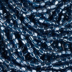10/0 Czech 3 Cut Seed Beads Transparent Luster Dark Aqua Hank