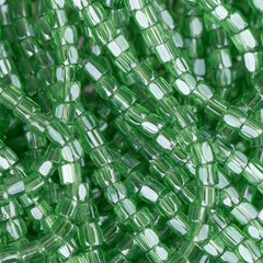 10/0 Czech 3 Cut Seed Beads Transparent Luster Light Green Hank