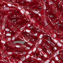 10/0 Czech 3 Cut Seed Beads Transparent Luster Red Hank
