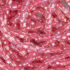 10/0 Czech 3 Cut Seed Beads Crystal Dark Pink Hank