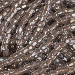 10/0 Czech 3 Cut Seed Beads Crystal Brown Hank