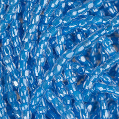 10/0 Czech 3 Cut Seed Beads Crystal Blue Hank