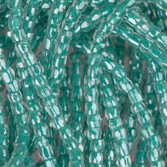 10/0 Czech 3 Cut Seed Beads Crystal Green Hank