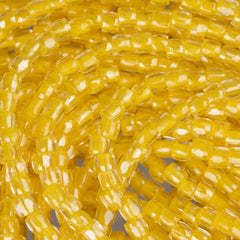 10/0 Czech 3 Cut Seed Beads Crystal Yellow Hank
