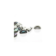 *Czech Half Moon Beads 50/strand - Crystal Silver Rainbow