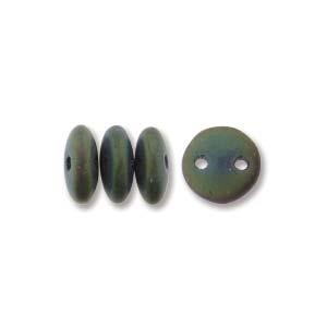 Perles de lentilles tchèques vert iris mat 50/fil