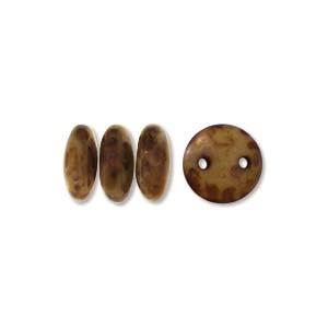 Perles de Lentille Tchèque Beige Cuivre Picasso 50/fil