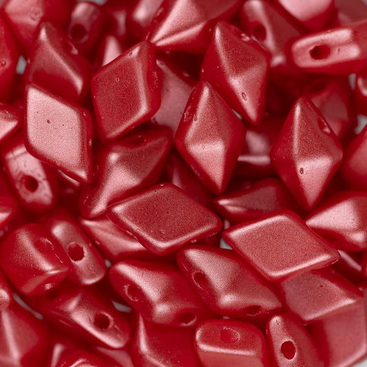 *5x8mm Czech Diamonduo Beads Pastel Dark Coral 5.5g