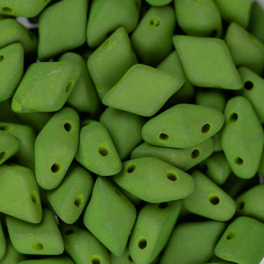 *5x8mm Czech Diamonduo Beads Moss Green 5.5g