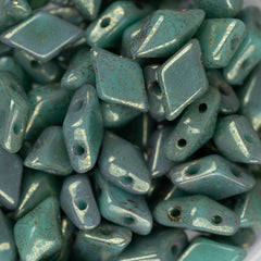 5x8mm Czech Diamonduo Beads Turquoise Lumi Pecan 5.5g