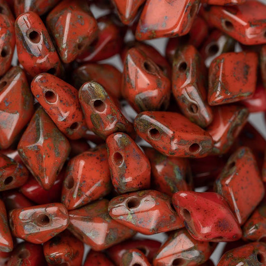 *5x8mm Czech Diamonduo Beads Coral Picasso 5.5g