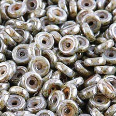 *Czech Wheel Beads Chalk Blue Glaze 19g/vial