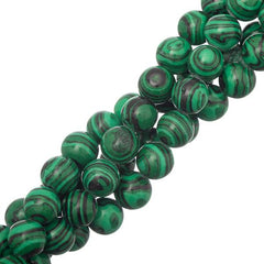 10-10.5mm Malachite (Synthetic/Dyed) Beads 15-16" Strand