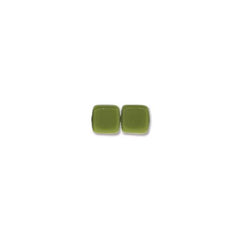 6mm Czech Tile Beads Opaque Olive 25/Strand
