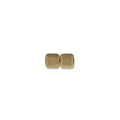 6mm Czech Tile Beads Matte Metallic Flax 25/Strand