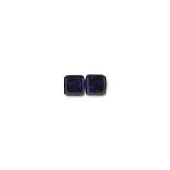 6mm Czech Tile Beads Picasso Cobalt 25/Strand