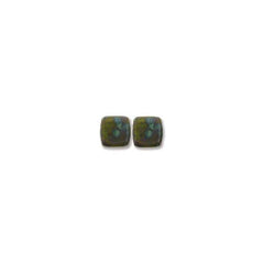 6mm Czech Tile Beads Picasso Olive 25/Strand