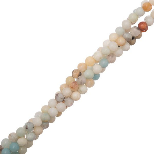 Flower Amazonite Beads 4mm Round (Natural) 15-16" Strand