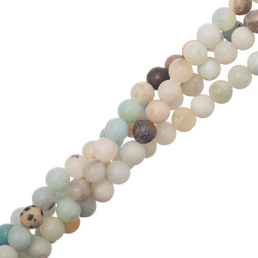 Flower Amazonite Beads 6mm Round (Natural) 15-16" Strand