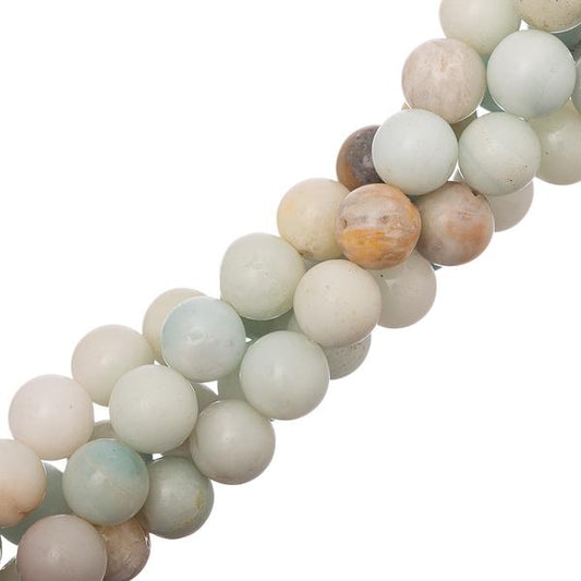Flower Amazonite Beads 10mm Round (Natural) 15-16" Strand