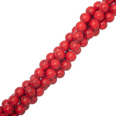 6mm Turquoise Red (Synthetic/Dyed) Beads 15-16" Strand