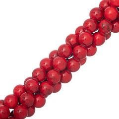 8mm Turquoise Red (Synthetic/Dyed) Beads 15-16" Strand