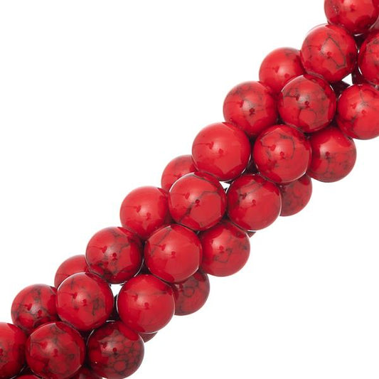 10mm Turquoise Rouge (Synthétique/Teint) Perles 15-16" Brin