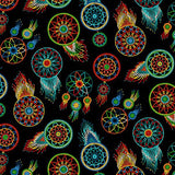#537 Beaded Dream Catcher Black 100% Cotton - Price Per Half Yard