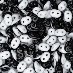 Czech Superduo Beads 24g Black / White Duets